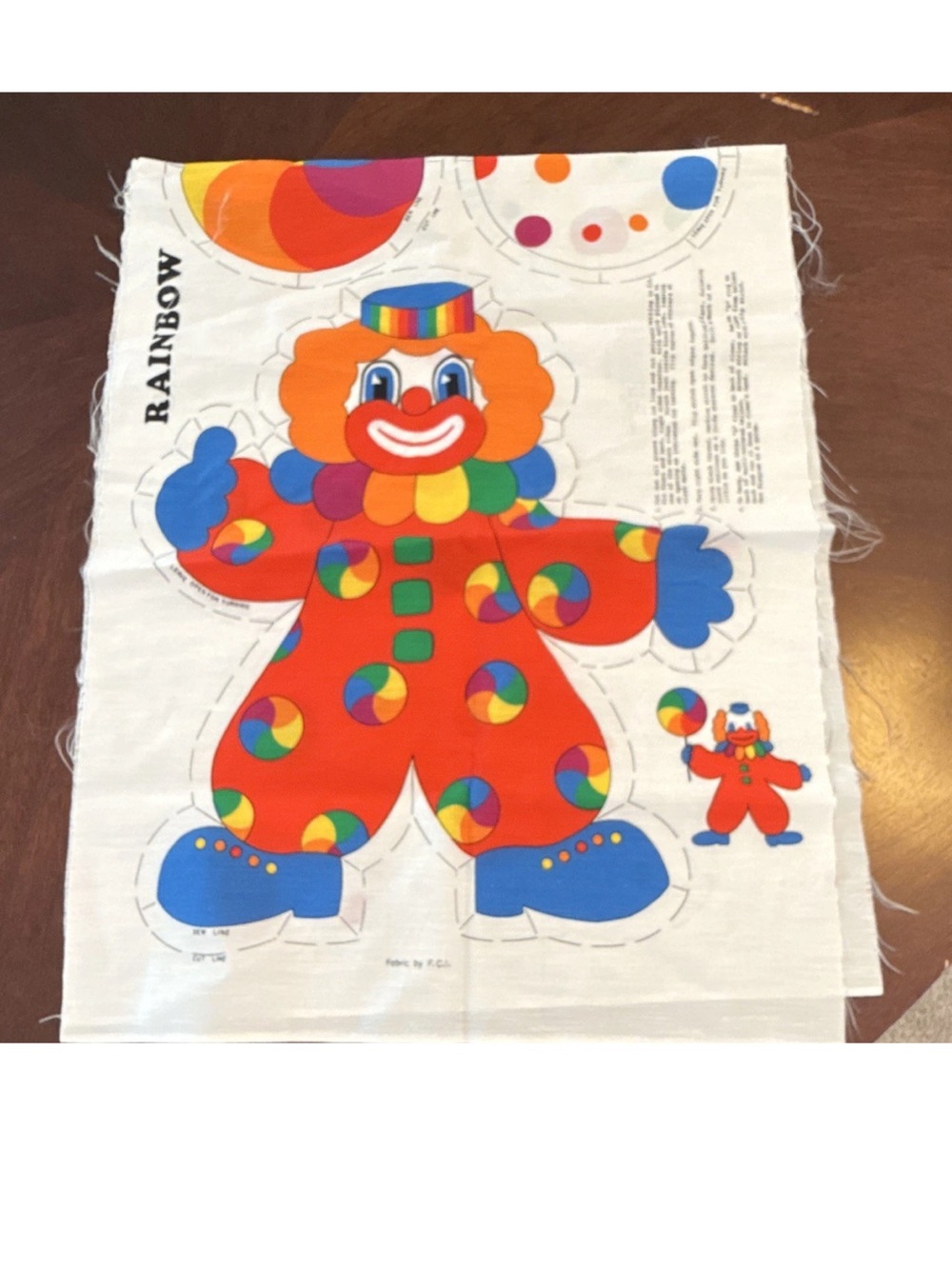 Vintage Rainbow Clown Fabric Play Panel - Multicolor Kids Toy